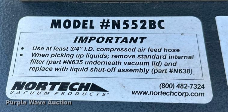 image for item DP6759 (2) Nortech N552BC drum vacuums