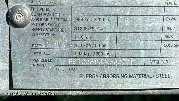 image for item DP6762 2014 Vorteq VTQ-TL3 crash attenuator trailer