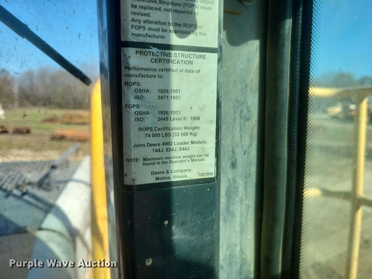 image for item DQ3755 2008 John Deere 744J wheel loader