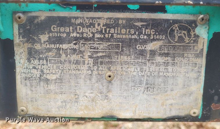 image for item DQ3770 1980 Great Dane Drop drop deck equipment trailer