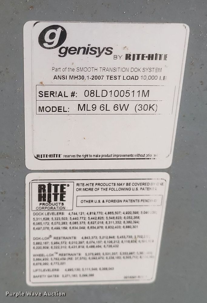 image for item DQ3775 (2) Rite-Hite ML6L6W self leveling dock