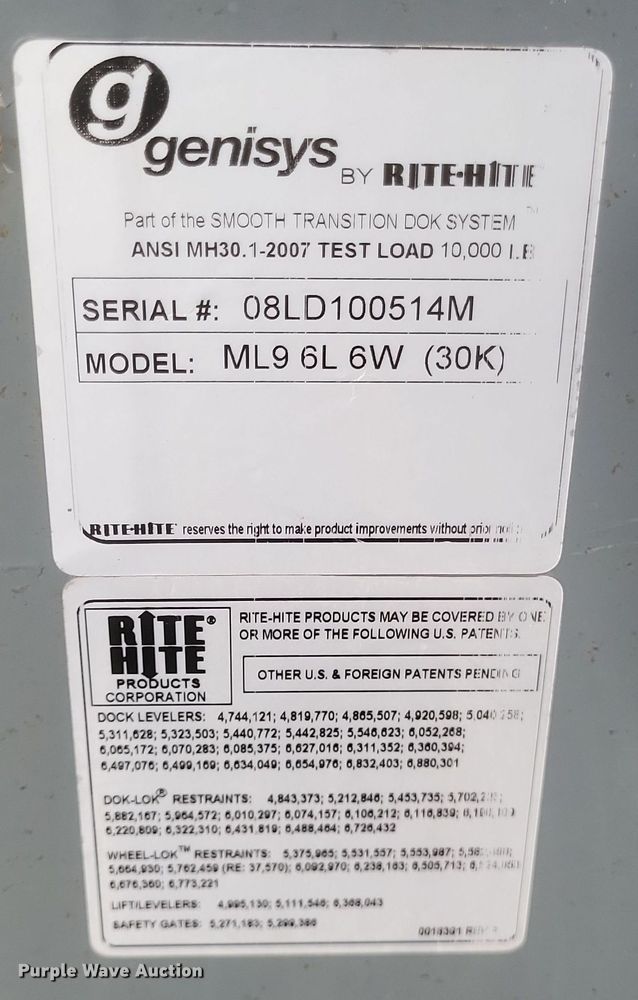 image for item DQ3775 (2) Rite-Hite ML6L6W self leveling dock