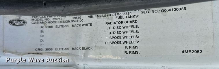 image for item DS3160 2007 Mack CV713 dump truck