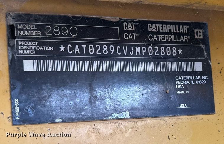 image for item DS3171 2012 Caterpillar 289C tracked skid steer loader