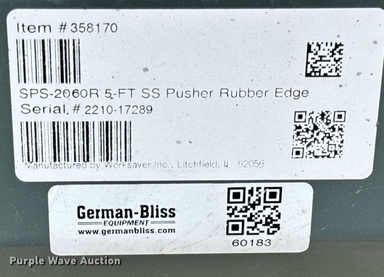 image for item DT2171 Worksaver SPS-2060R skid steer snow pusher