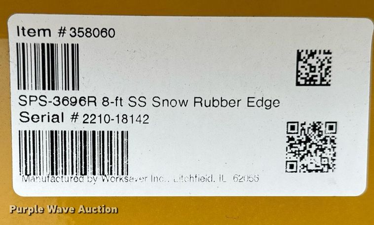 image for item DT2176 Worksaver SPS-3696R skid steer snow pusher
