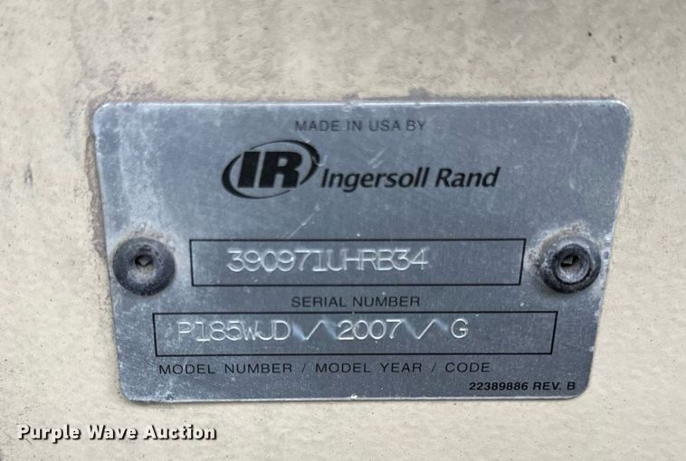 image for item DT2209 2007 Ingersoll-Rand P185WJD air compressor