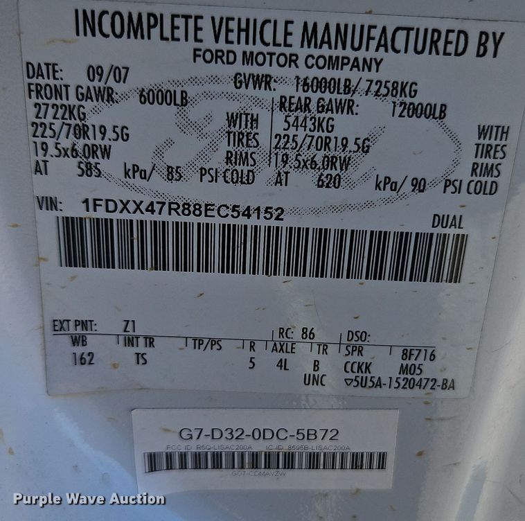 image for item DT7560 2008 Ford F450 Super Duty XL SuperCab utility / service truck