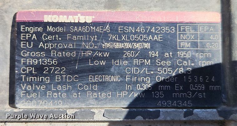 image for item DT7562 2007 Komatsu PC300LC-8 excavator