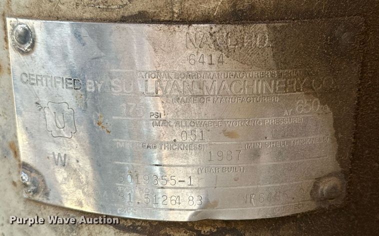 image for item DU9634 1987 Sullivan Machinery D01250421C1EA air compressor