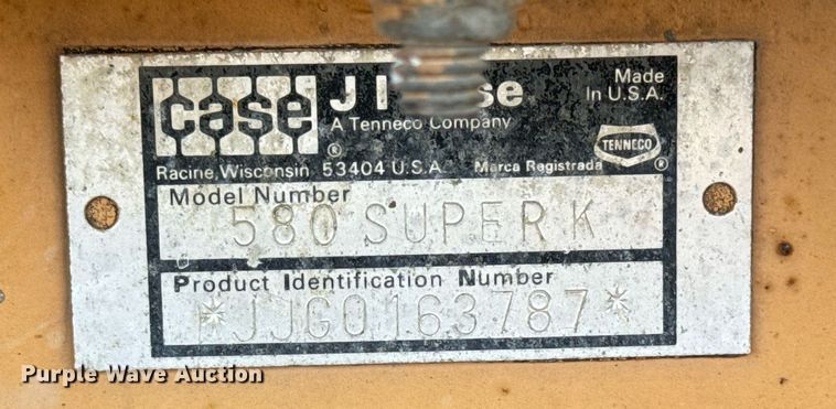 image for item DW2429 1991 Case 580 Super K backhoe
