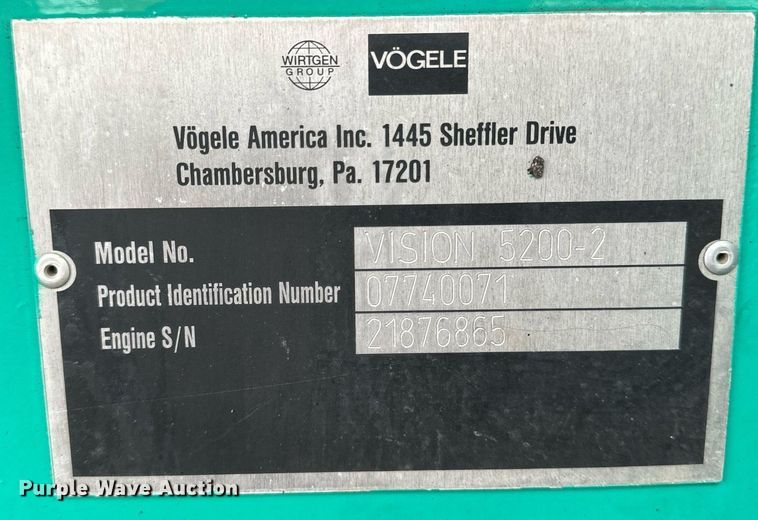 image for item DW2432 2009 Vogele Vision 5200-2 paver