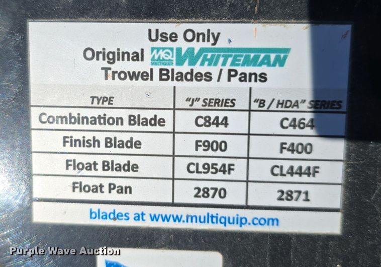 image for item DW3921 2020 Multiquip Whiteman B46H90 power trowel