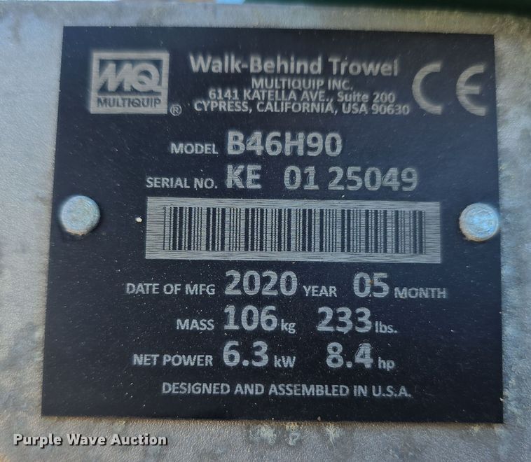 image for item DW3921 2020 Multiquip Whiteman B46H90 power trowel