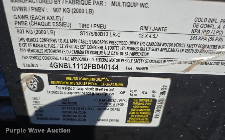 image for item DW3922 2015 Multiquip LT6K light plant