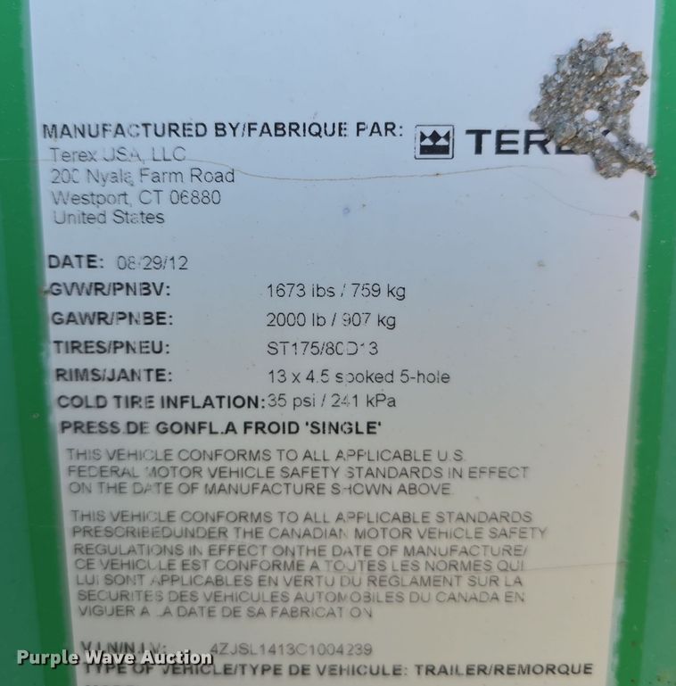 image for item DW3923 2012 Terex RL4 light plant