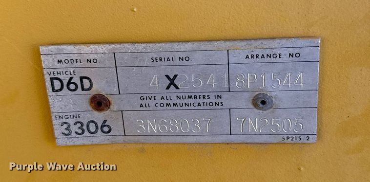 image for item DX3801 1978 Caterpillar D6D cable plow