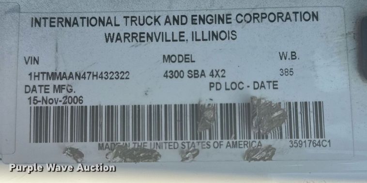 image for item EG2193 2007 International  4300 dump truck