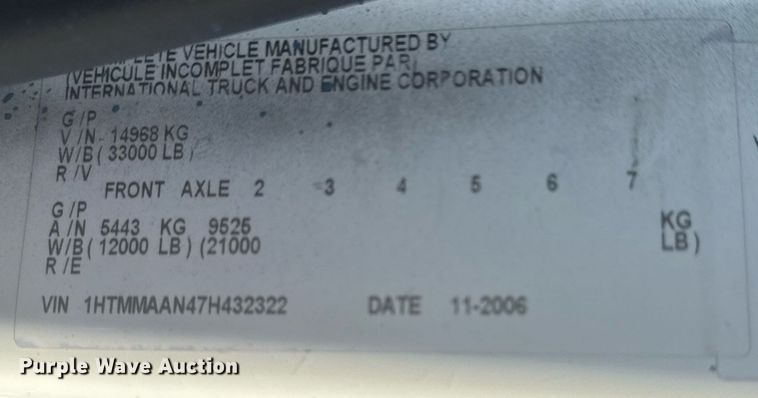 image for item EG2193 2007 International  4300 dump truck