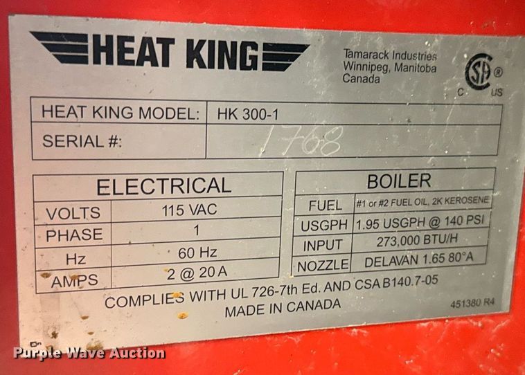 image for item EG6998 2018 Heat King HK300 ground heater