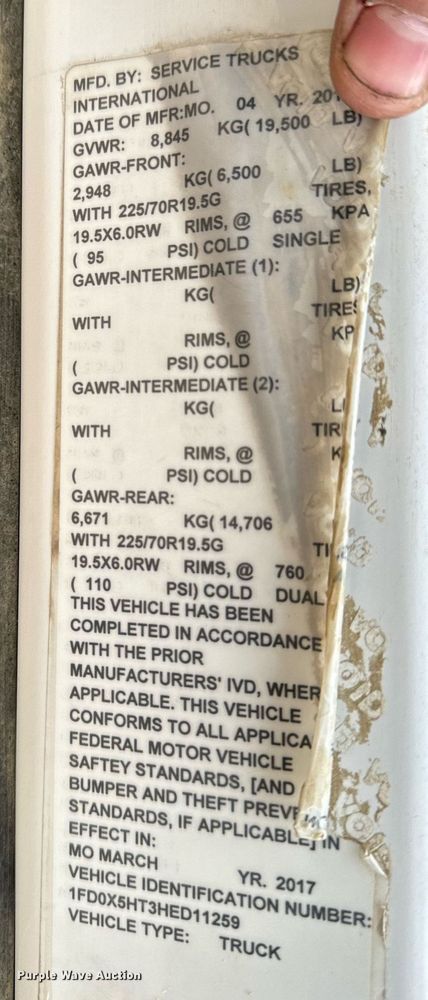 image for item EG7008 2017 Ford F550 Super Duty XL SuperCab utility / service truck