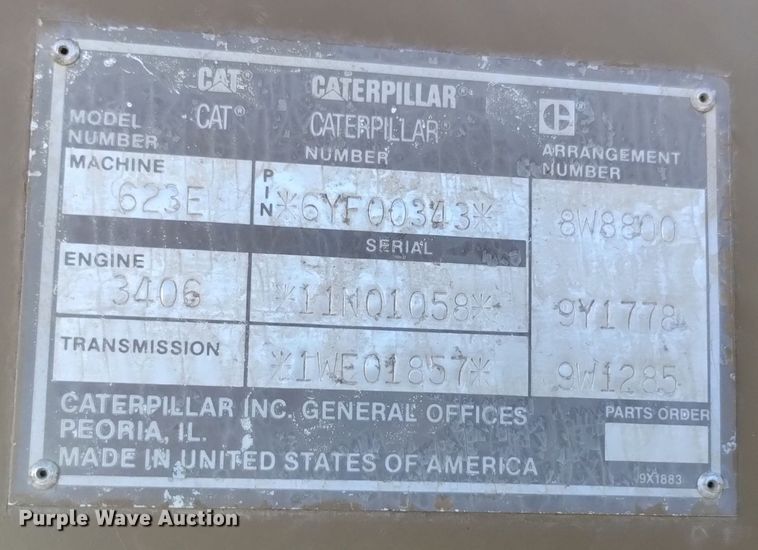 image for item EG9962 1991 Caterpillar 623E elevating scraper