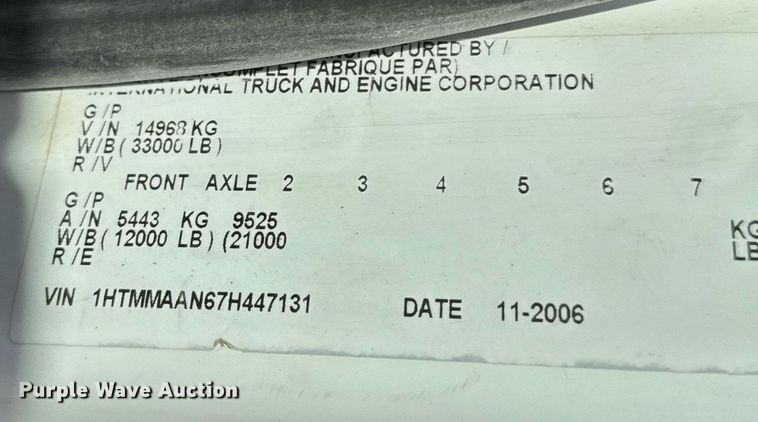 image for item EJ3197 2007 International 4300 digger derrick truck