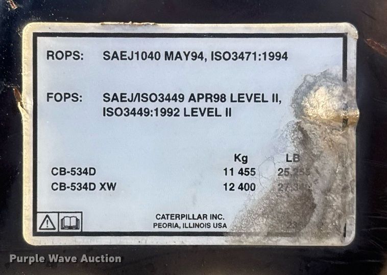 image for item EJ3215 2008 Caterpillar CB-534D XW double drum vibratory roller