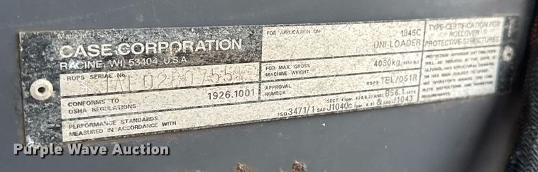 image for item EJ3302 1999 Case 1845C skid steer loader