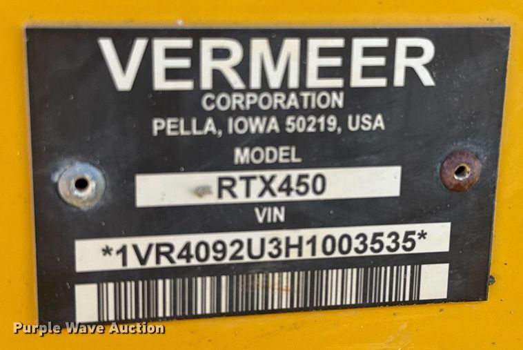 image for item EJ3307 2017 Vermeer RTX450 trencher
