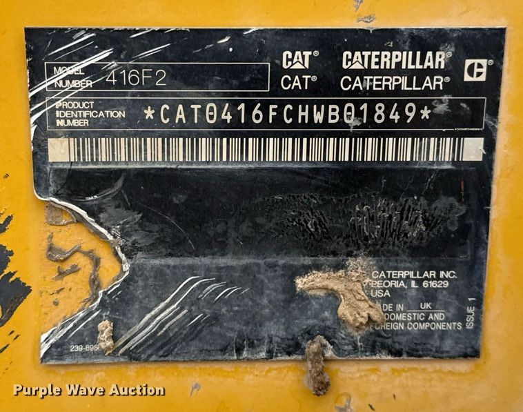 image for item EJ3356 2019 Caterpillar 416F2 backhoe