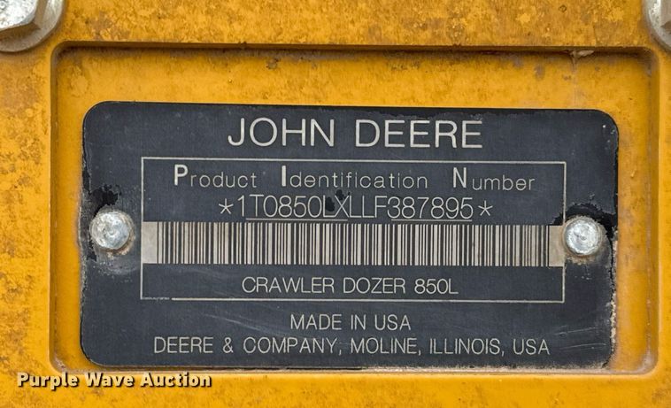image for item EJ3361 2020 John Deere 850L dozer