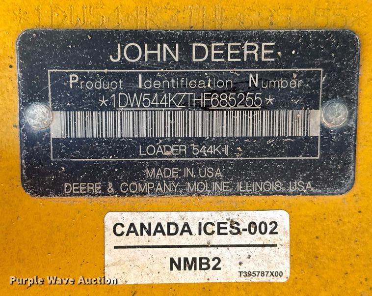 image for item EJ3370 2018 John Deere 544K-II loader