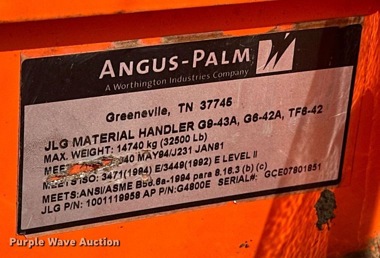 image for item EJ5160 2014 JLG G10-43A telehandler