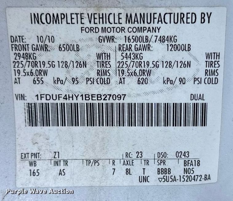 image for item EN2575 2011 Ford  F450 Super Duty XL bucket truck