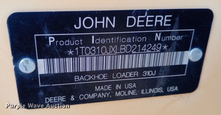 image for item EN8577 2012 John Deere 310J backhoe