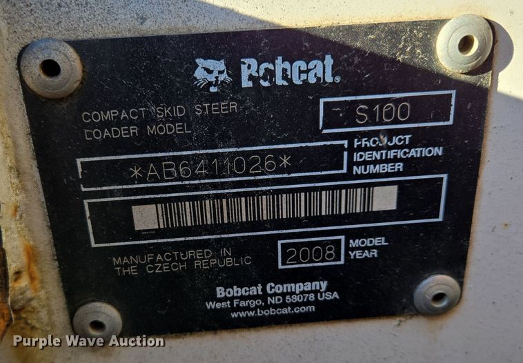 image for item EQ3602 2008 Bobcat  S100 skid steer loader