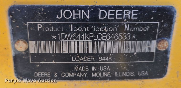 image for item EQ3652 2012 John Deere  644K wheel loader