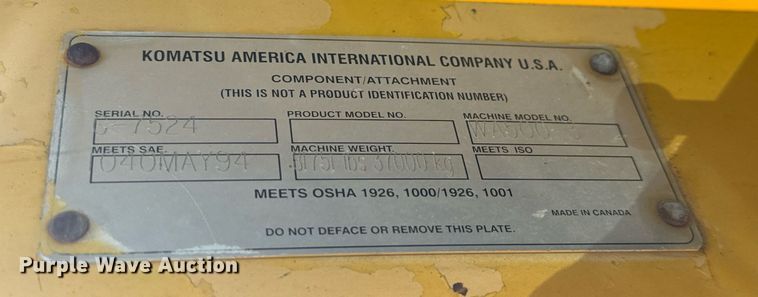 image for item MT9004 2005 Komatsu WA500-3 wheel loader