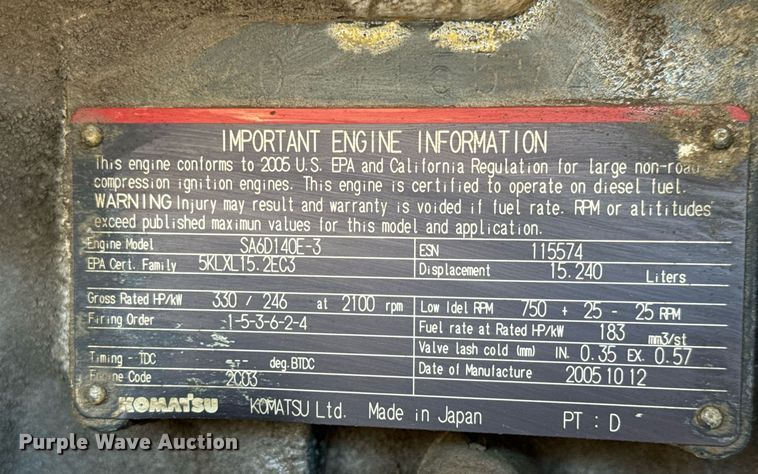 image for item MT9004 2005 Komatsu WA500-3 wheel loader