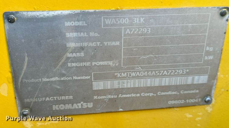 image for item MT9004 2005 Komatsu WA500-3 wheel loader