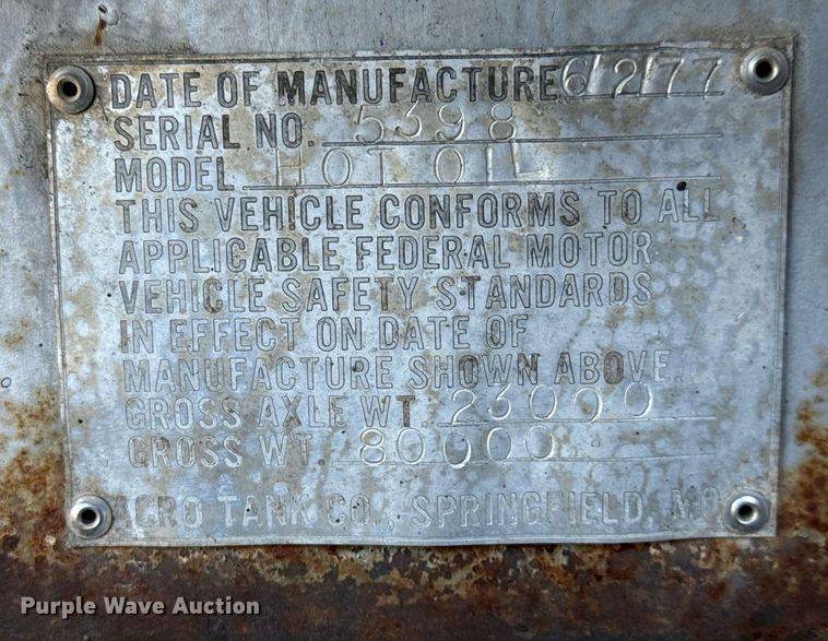 image for item MT9031 1977 Acro Hot Oil tank trailer