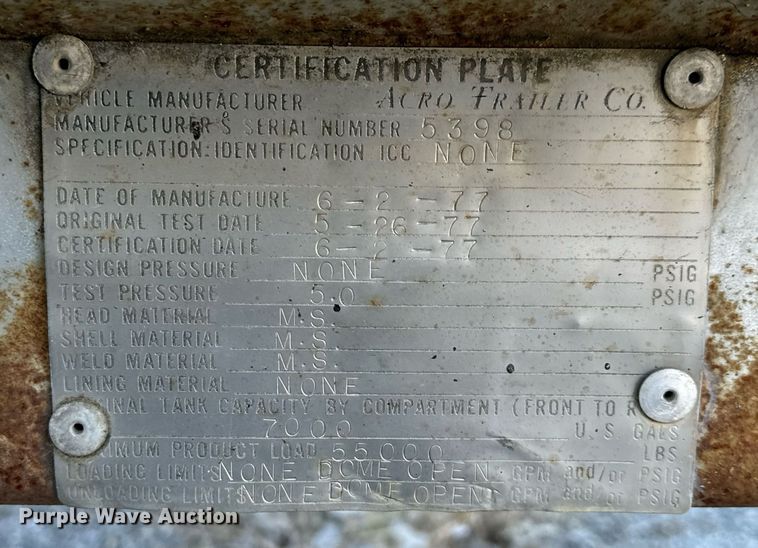 image for item MT9031 1977 Acro Hot Oil tank trailer