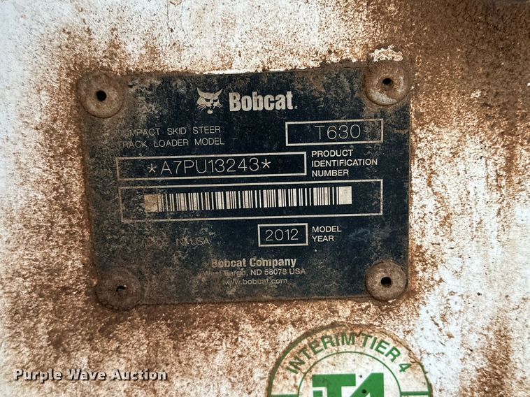 image for item NQ9132 2012 Bobcat T630 tracked skid steer loader