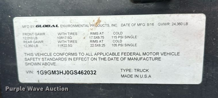 image for item OG9721 2016 Global  M3 street sweeper truck