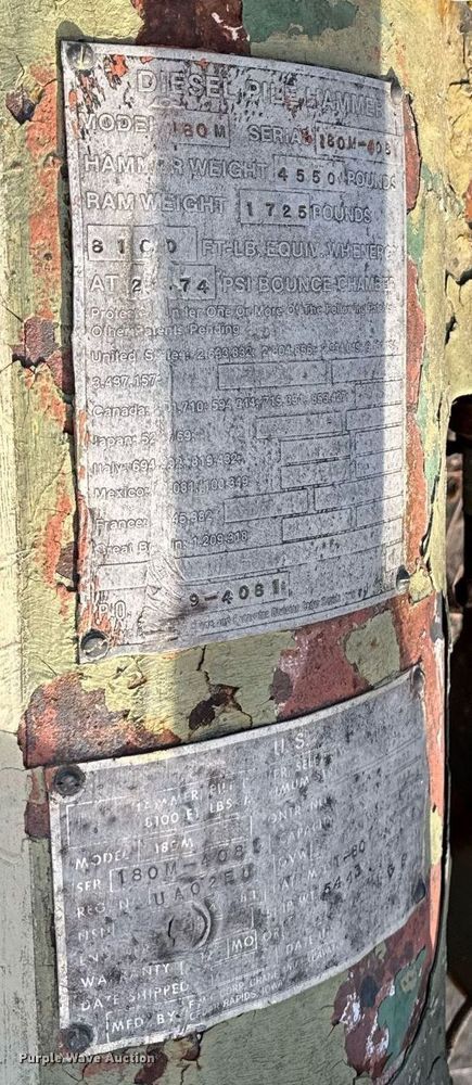 image for item OG9726 Link Belt  180M diesel pile hammer 