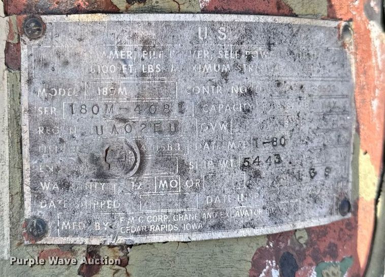 image for item OG9726 Link Belt  180M diesel pile hammer 