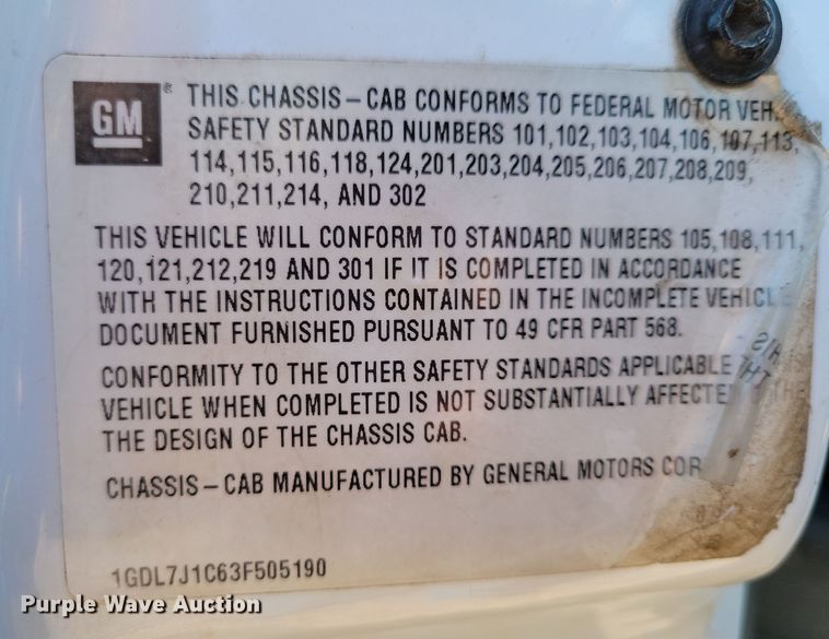 image for item OH9389 2003 GMC C7500 dump truck