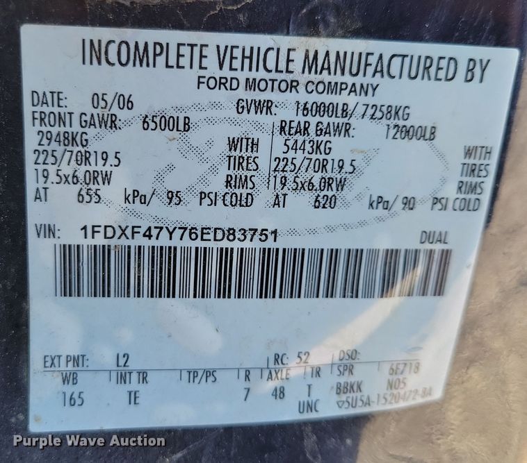 image for item OH9390 2006 Ford F450 Super Duty XL dump truck