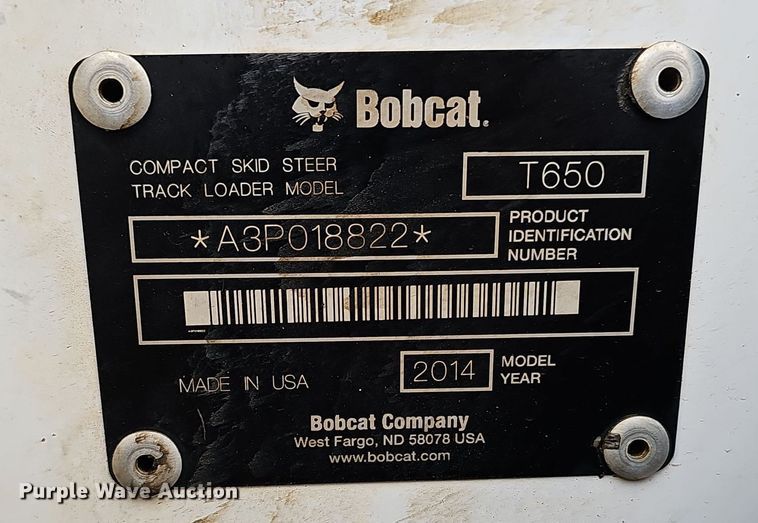 image for item OJ9111 2014 Bobcat T650 tracked skid steer loader